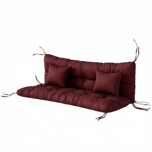 English Elm Soft Tufted Outdoor Bench Cushion Set Four Piece Polyester Fill Patio Lounge Seating Wine Red T3971P476086