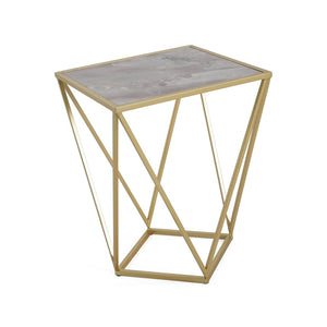 English Elm Creative Tempered Glass Top Side Table Gold Iron Frame Modern Glam Accent Piece N770P234478G
