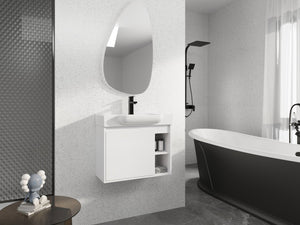 English Elm 28'' Floating Bathroom Vanity with Ceramic Sink Soft Close Door Melamine Cabinet Glossy White W999P426642