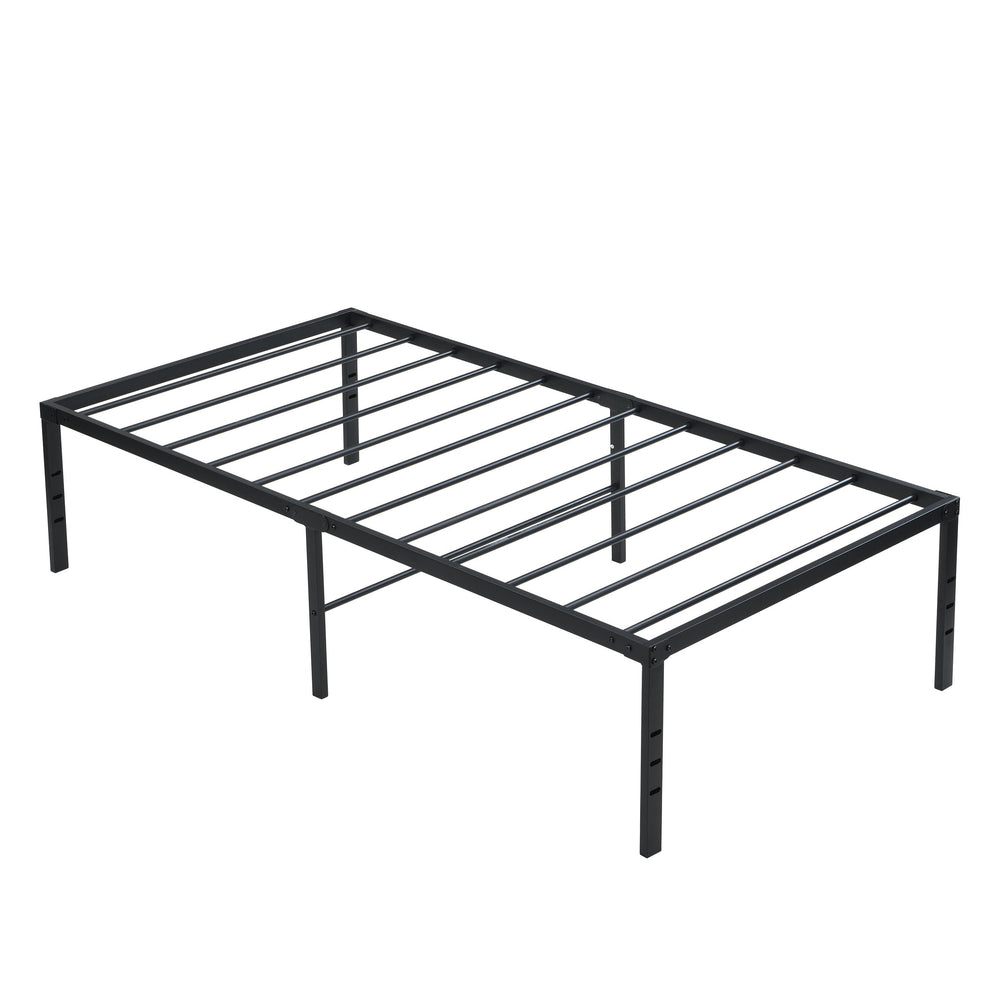 English Elm Twin Heavy Duty Metal Bed Frame - 750 lb Support, No-Squeak Reinforced Slats, Under-Bed Storage, Black W311P282478