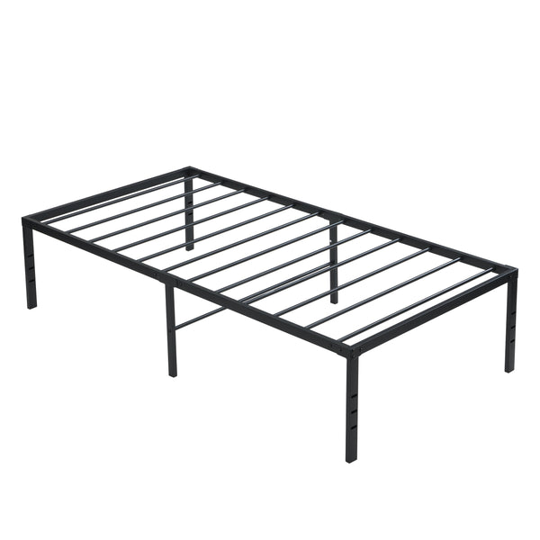 English Elm Twin Heavy Duty Metal Bed Frame - 750 lb Support, No-Squeak Reinforced Slats, Under-Bed Storage, Black W311P282478