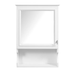 English Elm 20'' Half-Moon Wall Medicine Cabinet with Mirror, Solid Wood Frame, Soft-Close Hinges, Space-Saving Elegance White N710P313827K