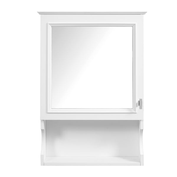 English Elm 20'' Half-Moon Wall Medicine Cabinet with Mirror, Solid Wood Frame, Soft-Close Hinges, Space-Saving Elegance White N710P313827K