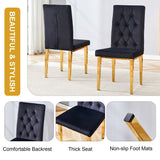 English Elm 4 Piece Dining Chairs.The Gold Metal Legs Complement The Black Velvet, Showcasing A Perfect Blend Of Modern and Classic Elements.Suitable For Various Occasions Such As Kitchens,Conference Rooms, Etc.