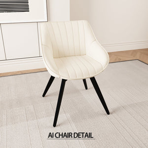 English Elm 31.5" Modern Black Mdf Round Tulip Dining Table Set With 2 Beige Chairs - Perfect For Small Spaces! W2189S00734