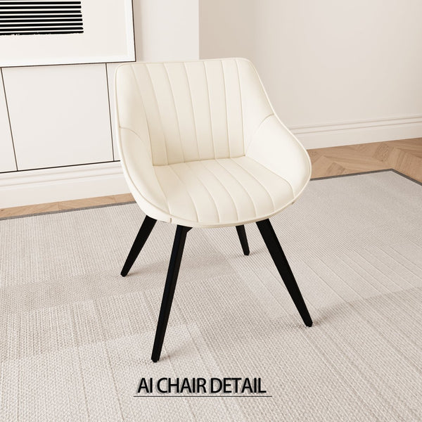 English Elm 31.5" Modern Black Mdf Round Tulip Dining Table Set With 2 Beige Chairs - Perfect For Small Spaces! W2189S00734