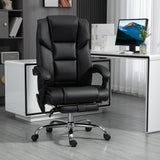 English Elm Vinsetto Massage Office Chair With 6 Vibration Points, Lumbar Heated Pu Leather Reclining Computer Chair With Adjustable Height, Footrest, Tilt Function, Black