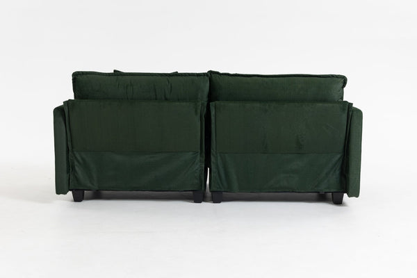 English Elm Modern Chenille Sectional Sofa with Chaise Lounge Solid Wood Frame Living Room Seating Antique Green W2530P463111