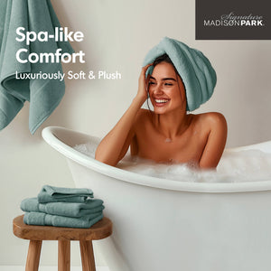 JLA Home Madison Park Signature - Ultra-Soft 100% Cotton Towels | 800 GSM Plush Spa-Quality Set with Antimicrobial Finish, Oeko-Tex Certified Dusty Green MPS73-194