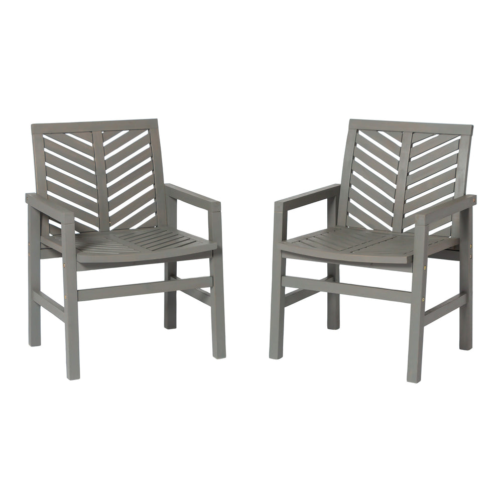 English Elm Walker Edison - Modern Acacia 2-Piece Chevron Patio Chairs Gray Wash - Durable Outdoor Set, Aged Stain Finish, Easy AASB, Teak Care Tips Included B185P169349