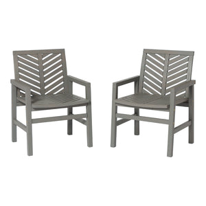 English Elm Walker Edison - Modern Acacia 2-Piece Chevron Patio Chairs Gray Wash - Durable Outdoor Set, Aged Stain Finish, Easy AASB, Teak Care Tips Included B185P169349