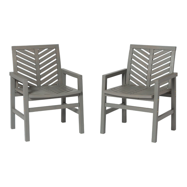 English Elm Walker Edison - Modern Acacia 2-Piece Chevron Patio Chairs Gray Wash - Durable Outdoor Set, Aged Stain Finish, Easy AASB, Teak Care Tips Included B185P169349