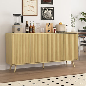 English Elm Sideboard Walnut Credenza with Hexagonal Doors and Adjustable Shelves for Dining Areas W409P327407