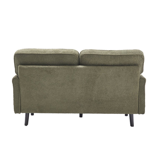 English Elm Loveseat Modern Mid-Century 2-Seater with USB Type-C Charging, Removable Zippered Covers, Sturdy Wood Legs Green W395P238825