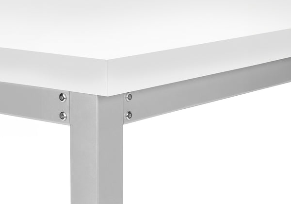 English Elm Computer Desk - Adjustable Standing Workstation, Modern White Laminate & Grey Metal, Compact Design B2710P219898
