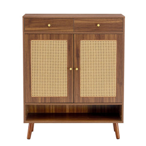 English Elm Multi-Functional Walnut Mdf Shoe Cabinet - Elegant Nordic & Industrial Design With Smart Storage Solutions W3226P278928