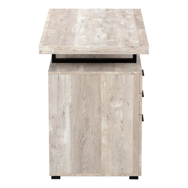 English Elm Computer 48" Desk with Reversible Left/Right Layout, File Drawer & Closed Storage, Metal Legs, Modern taupe 52 L x 27 W x 7 H B2710P219748