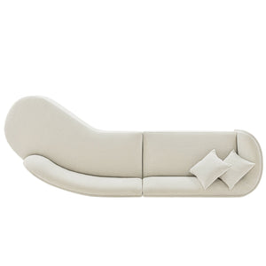 English Elm Daria 132" Chenille Sectional with Golden Mop Base — Luxurious High‑Density Foam, Pine Frame, 1100lb Capacity Ivory B365S00120