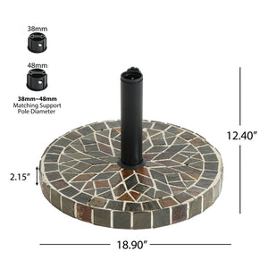 English Elm Enzo Mosaic Concrete Outdoor Umbrella Base with Ceramic Tile Inlay for Patio Use N775P407248M