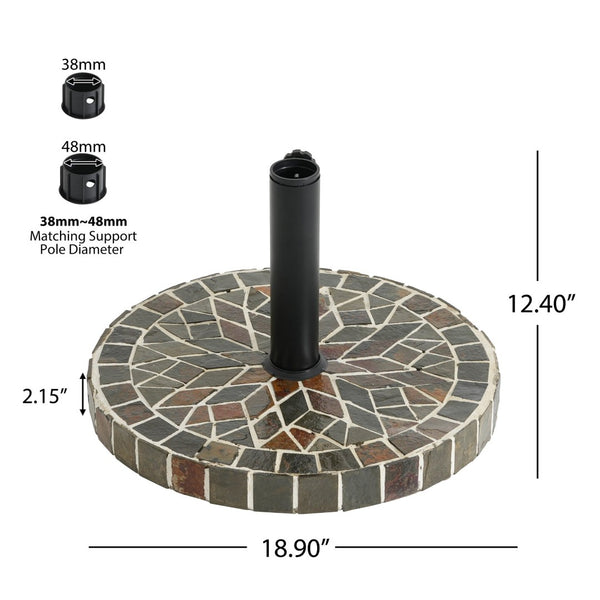 English Elm Enzo Mosaic Concrete Outdoor Umbrella Base with Ceramic Tile Inlay for Patio Use N775P407248M