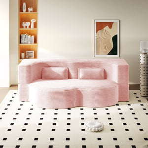 English Elm Modern Corduroy Floor Sofa Foldable Twin Sleeper Foam Filled for Dorms and Playrooms Baby Pink W1885P446611