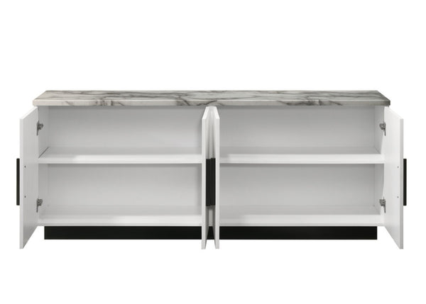 English Elm Reine Modern Console Table Faux Marble Top Four Door Storage Entryway Cabinet B2749P413258