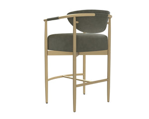 Sunpan HELOISE Barstool - Luxurious Ivanhoe Pine Faux Leather & Gold Stainless Steel Frame for Stylish Comfort 112662
