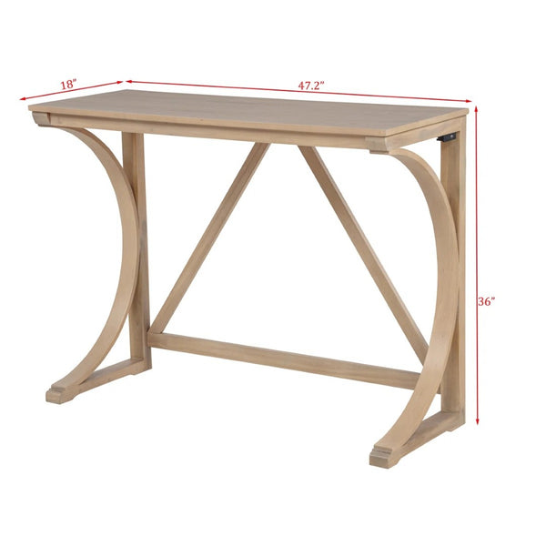 English Elm 3-piece Cottage Cafe Counter Set with Scroll Supports Cushioned Stools and Usb Charging Natural B011P496730