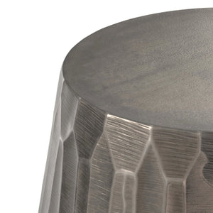 English Elm Nellie Cast Aluminum Side Table in Graphite Finish — Handcrafted Convex Drum Design, 22" x 22" x 22.5" B136P239044