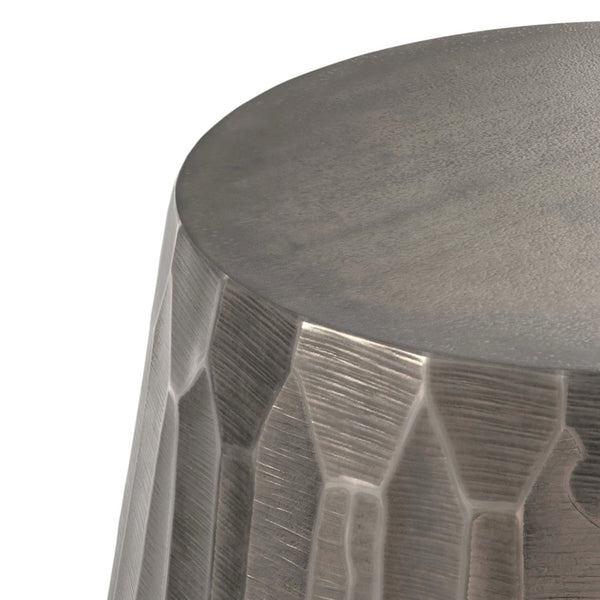 English Elm Nellie Cast Aluminum Side Table in Graphite Finish — Handcrafted Convex Drum Design, 22" x 22" x 22.5" B136P239044