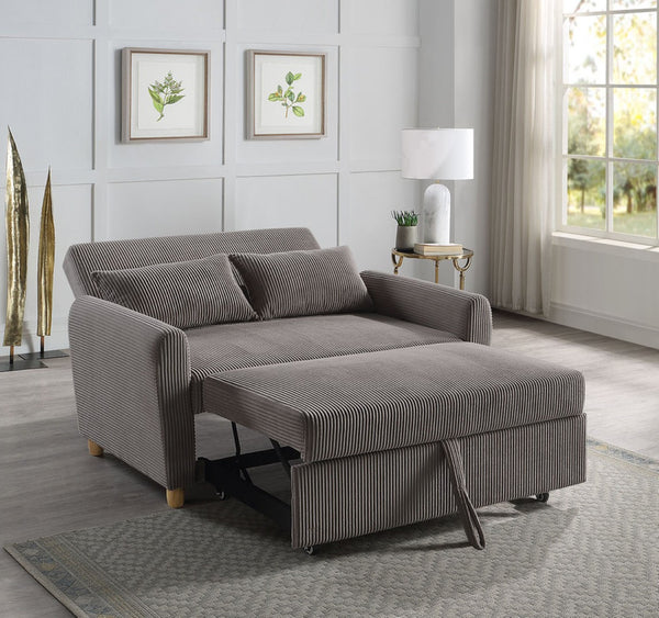 English Elm Justina Corduroy Convertible Loveseat Sleeper with Wood Legs for Studio or Guest Room B2749P413227