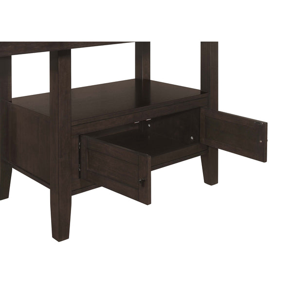 English Elm Prentiss Cappuccino 78" Extension Counter Dining Table with Built-In Storage, Sleek Rectangular Design and Versatile Entertaining Surface B062S00877