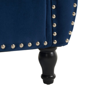 English Elm Christopher Knight Home® - Velvet Luxe Storage Ottoman Bench with Nailhead Trim and Plush Cushion — Durable, Spacious Seating Antique Navy Blue N769P186110N