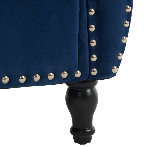 English Elm Christopher Knight Home® - Velvet Luxe Storage Ottoman Bench with Nailhead Trim and Plush Cushion — Durable, Spacious Seating Antique Navy Blue N769P186110N