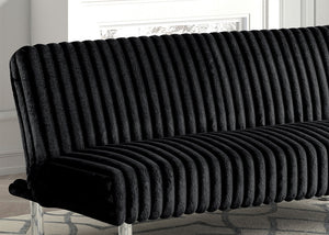 English Elm Contemporary Microfiber Futon Sofa Converts to Bed with Chrome Legs, Compact Space-Saving Design, Durable Upholstery Black 67 L x 41 W x 9 H B2741P363842