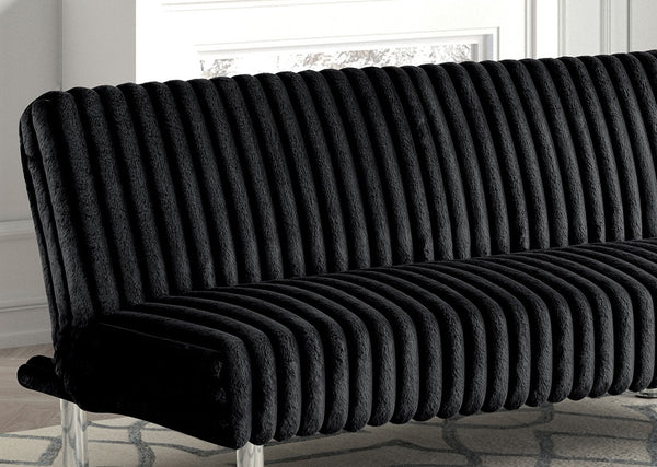 English Elm Contemporary Microfiber Futon Sofa Converts to Bed with Chrome Legs, Compact Space-Saving Design, Durable Upholstery Black 67 L x 41 W x 9 H B2741P363842