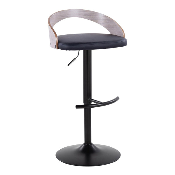 English Elm Adjustable Swivel Barstools with Faux Leather Seats and Black Metal Base Set of 3 B202S02022