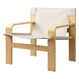English Elm Detachable Oak Accent Chair with Solid Wood Frame, Wide Armrest, Removable Washable Linen Cover White W2336P251803