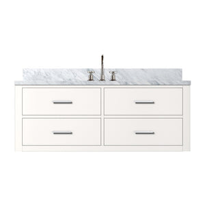 English Elm White Single Bath Vanity With Carrara Marble Top & Chrome Faucet Set - Elegant, Durable Design B2731P258020-GIGA