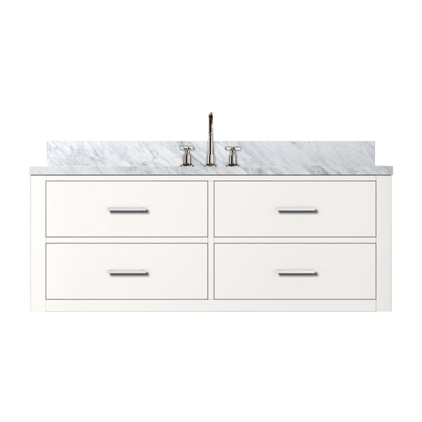 English Elm White Single Bath Vanity With Carrara Marble Top & Chrome Faucet Set - Elegant, Durable Design B2731P258020-GIGA