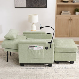 English Elm Single Chenille Manual Recliner with Usb Port Hidden Storage Ottoman and Cup Holders Cyan W487P423654