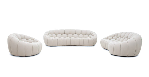 VIG Furniture Divani Casa Yolonda - Modern Curved Beige Fabric Sofa Set VGEV2126C-SET-C-01