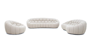 VIG Furniture Yolonda Curved Beige Teddy Loveseat With Hexagonal Tufting, Solid Wood Frame, Cozy Modern Style VGEV2126C-LOVE-C-01