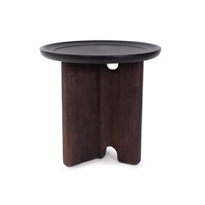 Howard Elliott Rounded Mango Wood Tray Side Table With Elegant Brown Finish And Unique Split Leg Design For Stability Brown Wood 210005-howard-elliott
