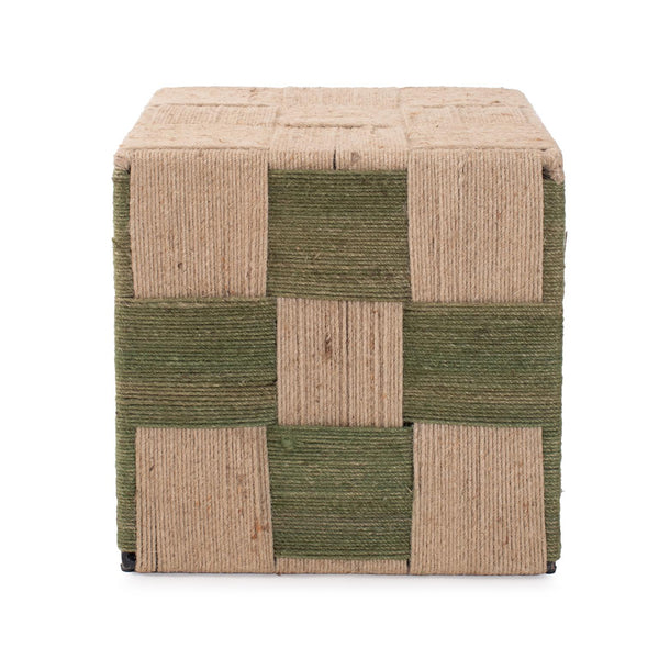 Howard Elliott Escobedo Square Jute Side Table - Vibrant Green Checker Pattern For A Fun And Lively Home Accent Green Iron,Jute 210016-howard-elliott