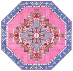 Unique Loom Timeless Thomas Machine Made Medallion Rug Fuchsia, Violet/Red/Ivory/Black/Brown 7' 7" x 7' 7"