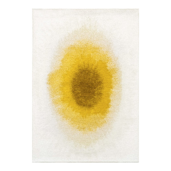 Louis de Poortere Meditation Collection Drop Low Pile Area Rug with Bold Artistic Motif for Modern Interiors Gold Moss 7'10 x 11'2 120177