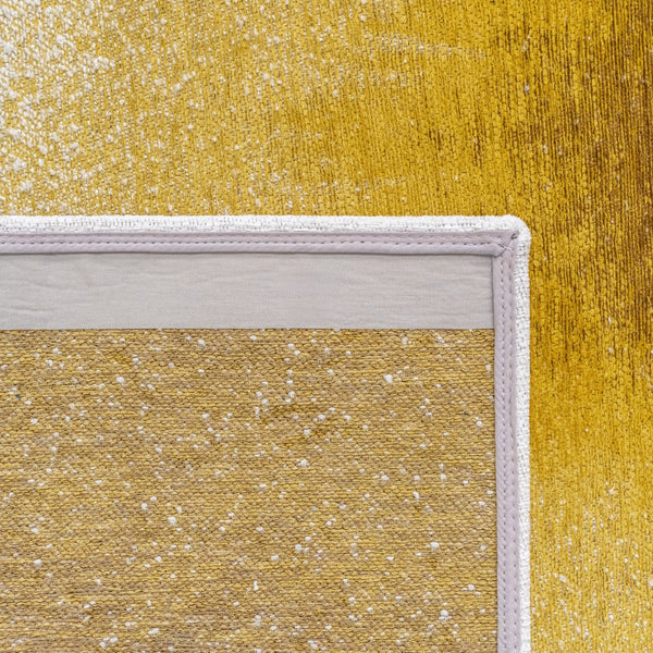 Louis de Poortere Meditation Collection Drop Low Pile Area Rug with Bold Artistic Motif for Modern Interiors Gold Moss 7'10 x 11'2 120177
