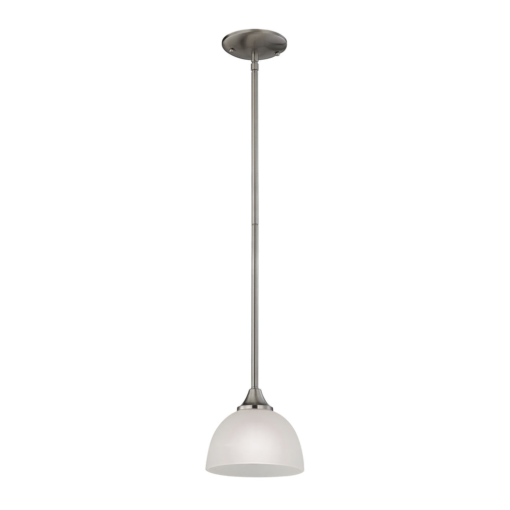 Thomas Lighting Bristol Lane Brushed Nickel Mini Pendant Light White Glass Dome for Kitchen Islands 2101PS/20