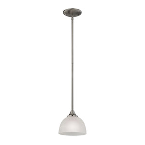 Thomas Lighting Bristol Lane Brushed Nickel Mini Pendant Light White Glass Dome for Kitchen Islands 2101PS/20